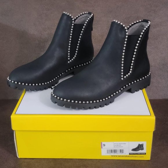 Seven Dials Shoes - Seven Dials Women's South End Chelsea Black Studded Ankle Boot